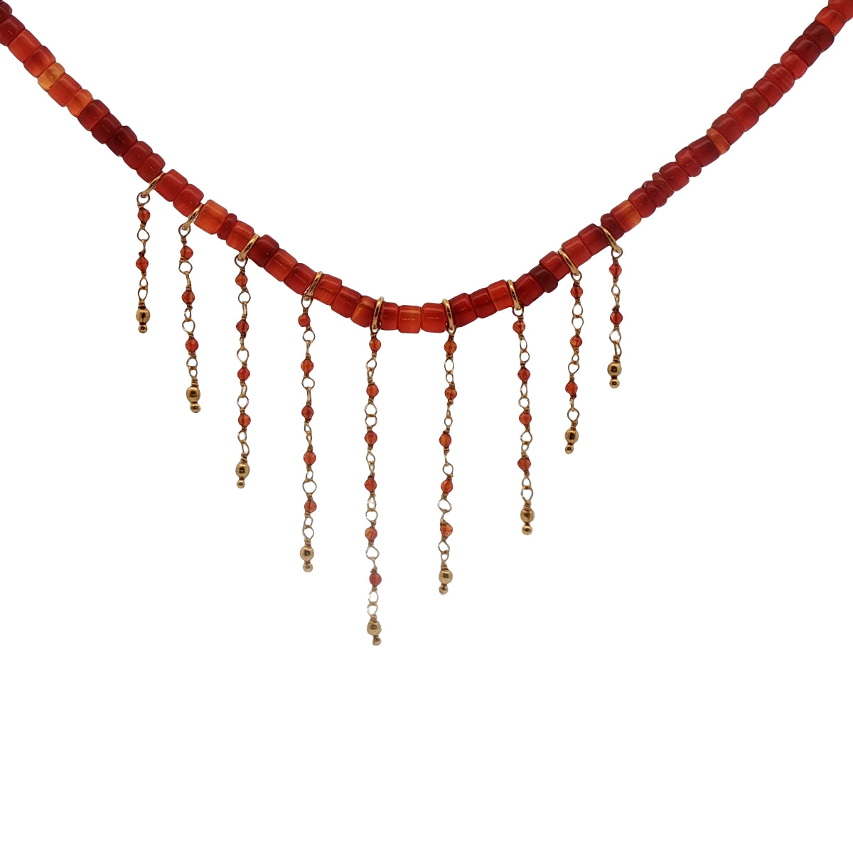 Gold necklace with stone and chains