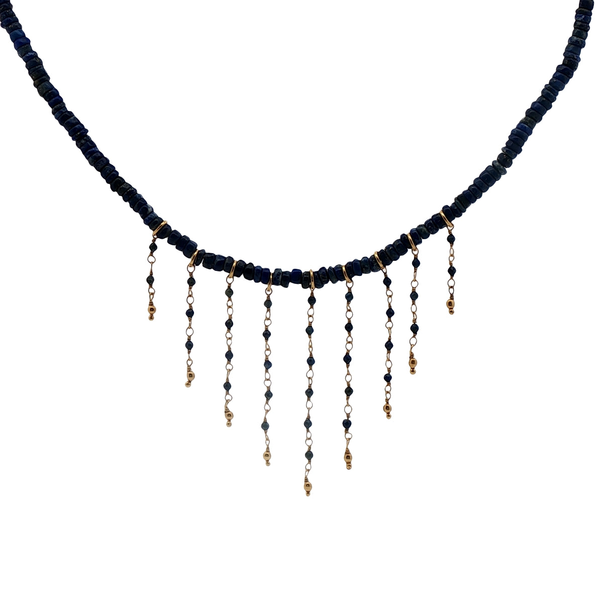 Gold necklace with stone and chains