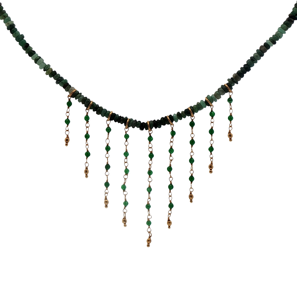 Gold necklace with stone and chains