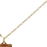 Collier doré plaque rectangulaire double oeil zircons 50 cm