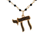 Collier doré Hai zircons noirs maille Santa Maria 42 cm