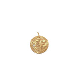 Charms doré médaille ronde étoile et lune avec zircon