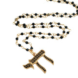 Collier doré Hai zircons noirs maille Santa Maria 42 cm