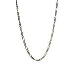 Collier en argent 925 oxydé mate maille figaro alternée 50 cm