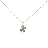 Gold clover stone and zircon necklace
