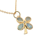 Gold clover stone and zircon necklace