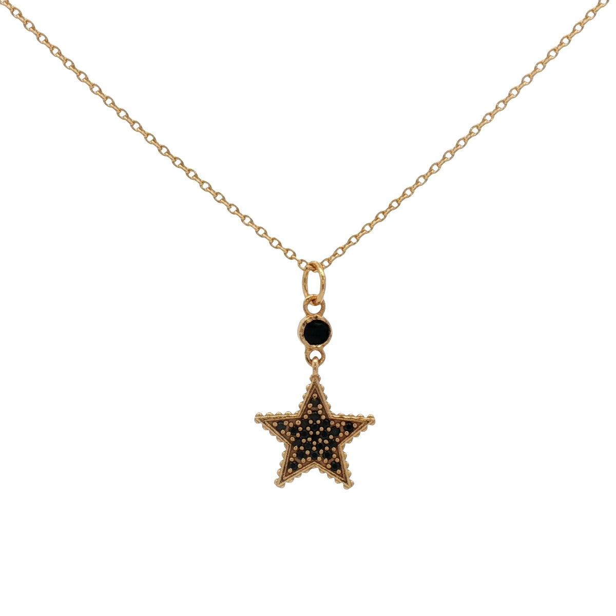 Collier doré étoile pierre et zircons