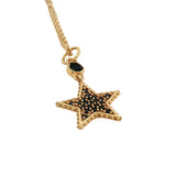 Gold star necklace with stone and zircons