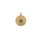 Charms doré médaillon rond avec cercles et labradorite