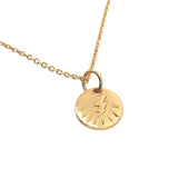 Collier doré petite médaille avec éclair et "amour" 42 cm