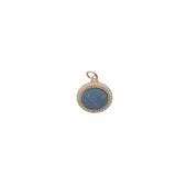 Charms doré médaillon ovale avec lapis lazuli et zircons