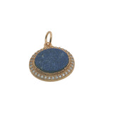 Charms doré médaillon ovale avec lapis lazuli et zircons