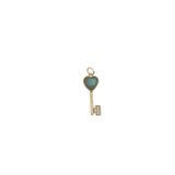 Charms doré clef coeur en labradorite et zircons
