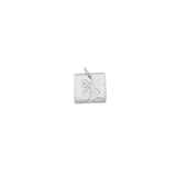 Charms argent 925 plaque carrée "bonne chance" et trèfle gravé