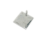 Charms argent 925 plaque carrée "bonne chance" et trèfle gravé