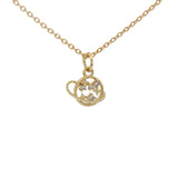 Collier doré planète saturne avec étoiles et zircons 42 cm