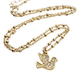Collier doré colombe zircons 38 cm