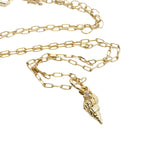 Collier doré coquillage zircon 38 cm