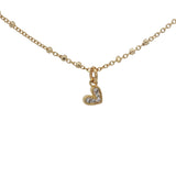 Collier doré coeur en biais zircons 38 cm