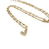 Collier doré coeur en biais zircons 38 cm