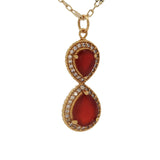 Collier doré infini onyx rouge et zircons 50 cm