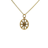 Collier doré médaille rayons zircons blancs et oeil labradorite 42 cm