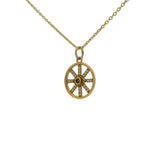 Collier doré médaille rayons zircons blancs et oeil labradorite 42 cm