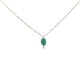 Collier doré onyx verte avec anneau pour charms 50 cm