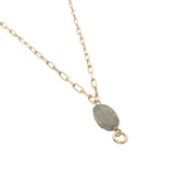 Collier doré labradorite avec anneau pour charms 50 m