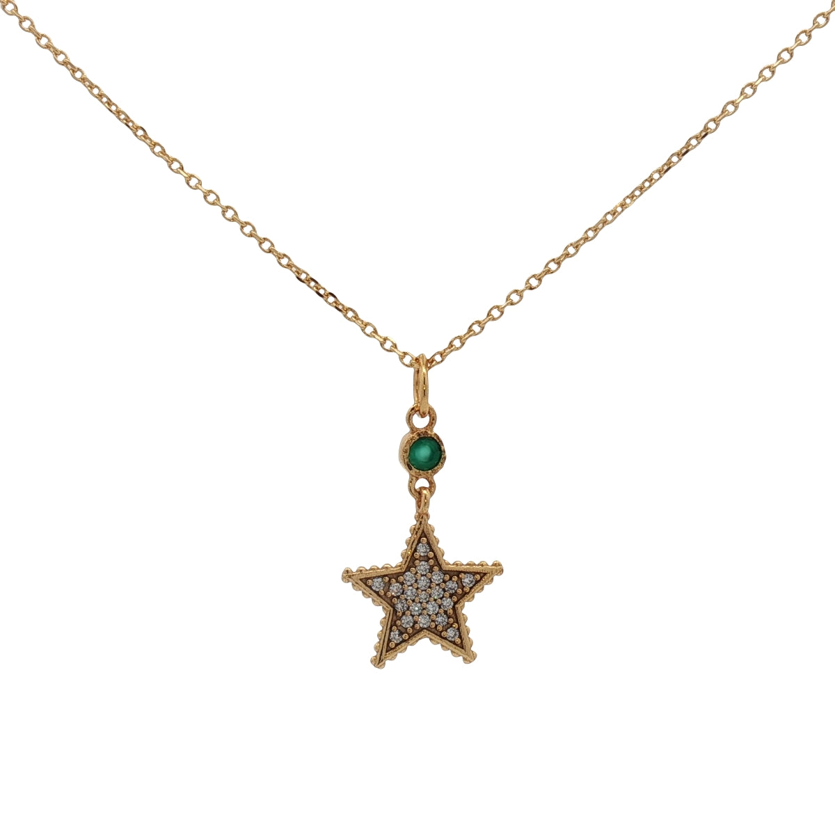 Collier doré étoile pierre et zircons