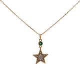 Gold star necklace with stone and zircons