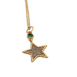 Gold star necklace with stone and zircons