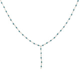 Collier doré base chapelet chaine rosary turquoise 46 cm