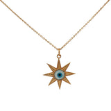 Gold star and mother-of-pearl eye necklace