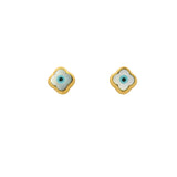 Boucles d'oreilles dorées et oeil en nacre