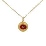 Collier doré oeil en verre rouge 42 cm