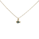 Collier doré poisson zircons 38 cm