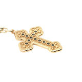 Collier doré croix baroque avec zircons 50 cm