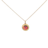 Gold necklace with heart and burgundy glass eye