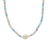 Gold necklace with fancy pearls and cultured pearl