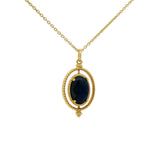 Golden necklace with swivel cabochon stone pendant