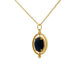 Golden necklace with swivel cabochon stone pendant