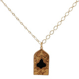 Collier doré porte Taj Mahal onyx noire 50 cm