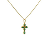 Gold necklace with flower cross and natural stones
