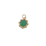 Charms doré médaillon ovale avec onyx verte et étoiles