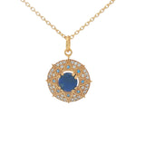 Gold necklace with star medal, stone and zircons