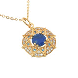 Gold necklace with star medal, stone and zircons