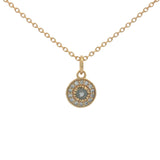 Collier doré petite médaille labradorite et zircons 42 cm