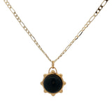 Collier doré sphère double pierre labradorite onyx noire 60 cm