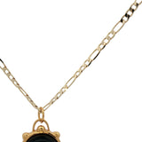 Collier doré sphère double pierre labradorite onyx noire 60 cm